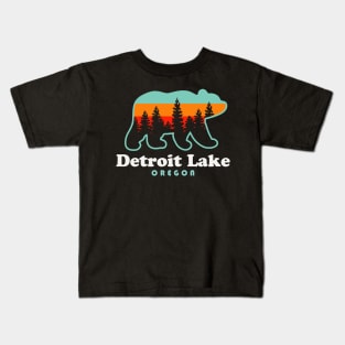 Detroit Lake Oregon Bear Retro Sunset Kids T-Shirt